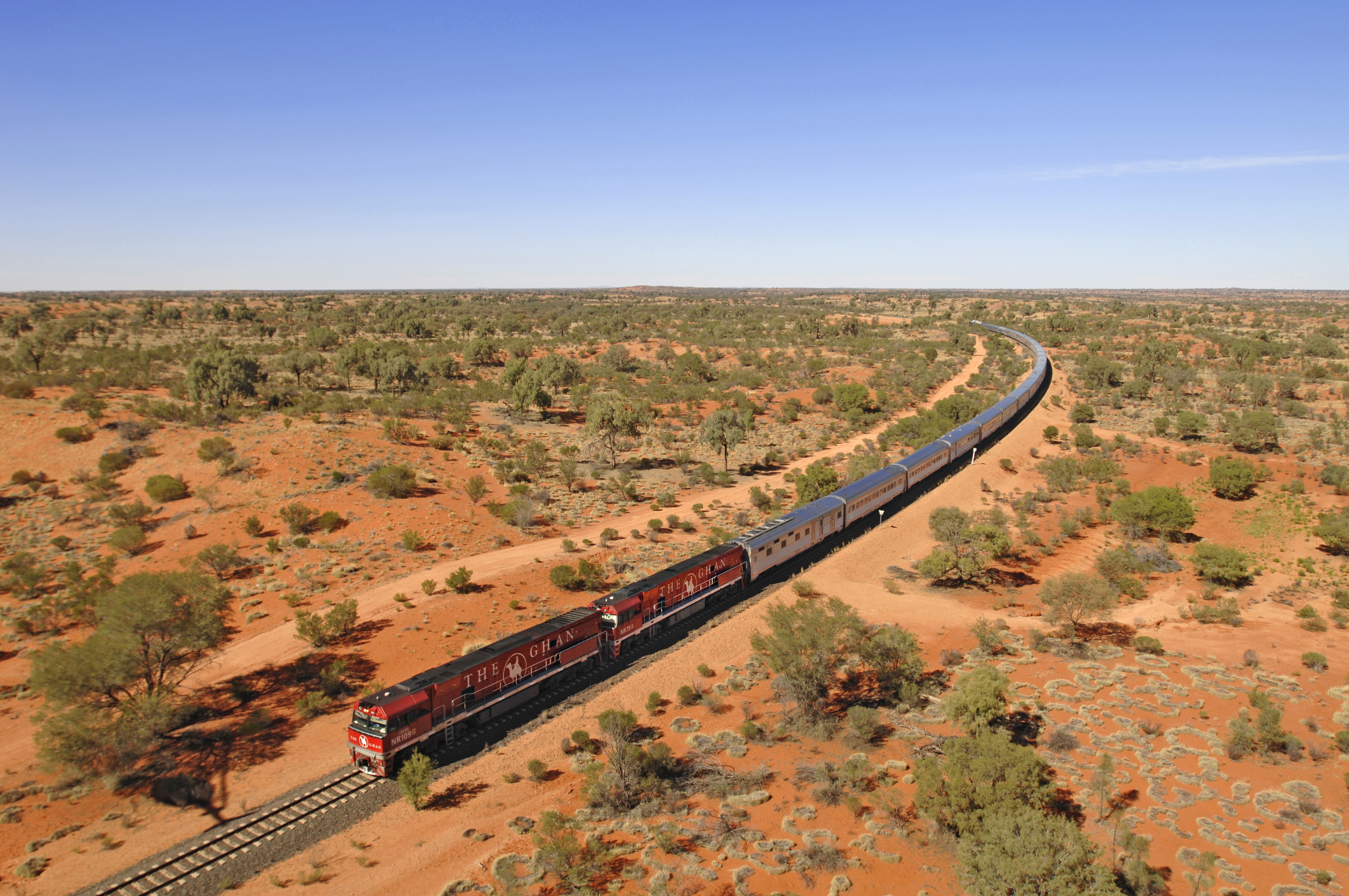 Opplev den australske outbacken om bord på The Ghan. Foto: Great Southern Railroad