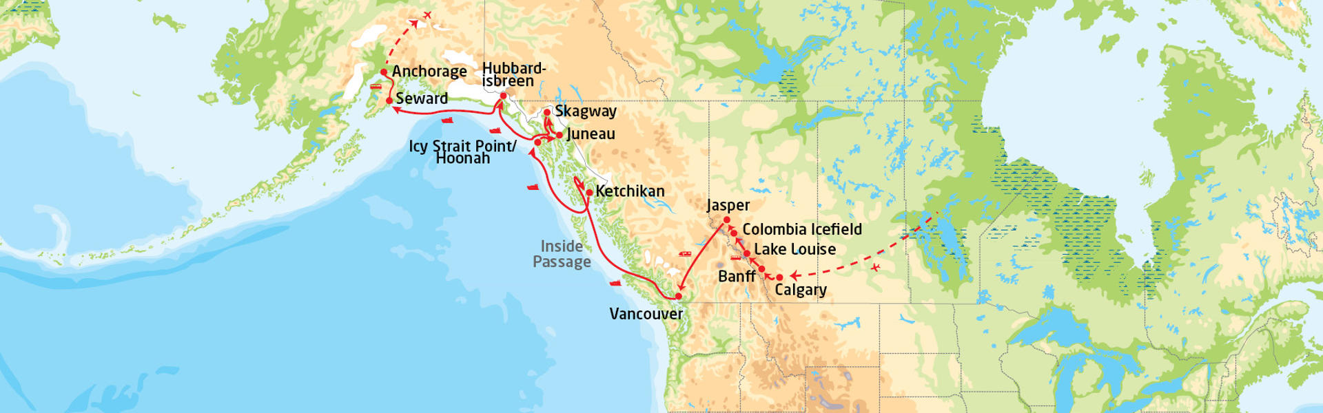 Rundreise i Canada og cruise til Alaska | Reiserute
