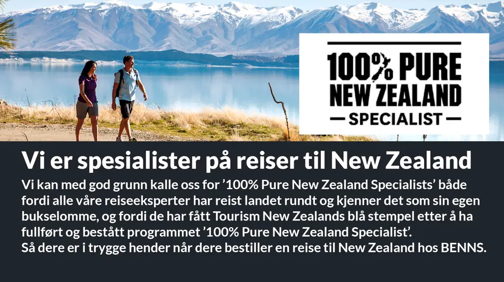 '100% Pure New Zealand Specialists' - Vi er spesialister på New Zealand