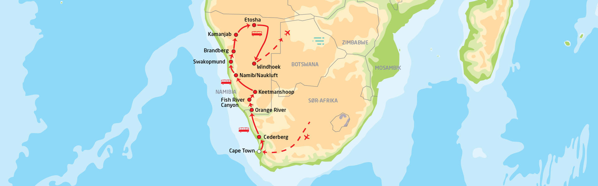 Namibias høydepunkter | Reiserute