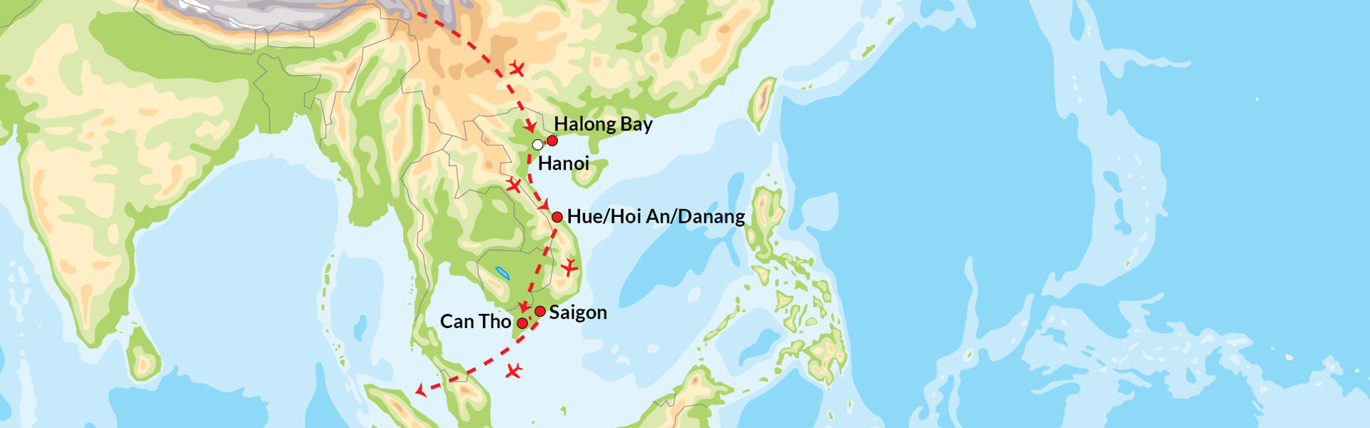 Vietnams høydepunkter - Reiserute