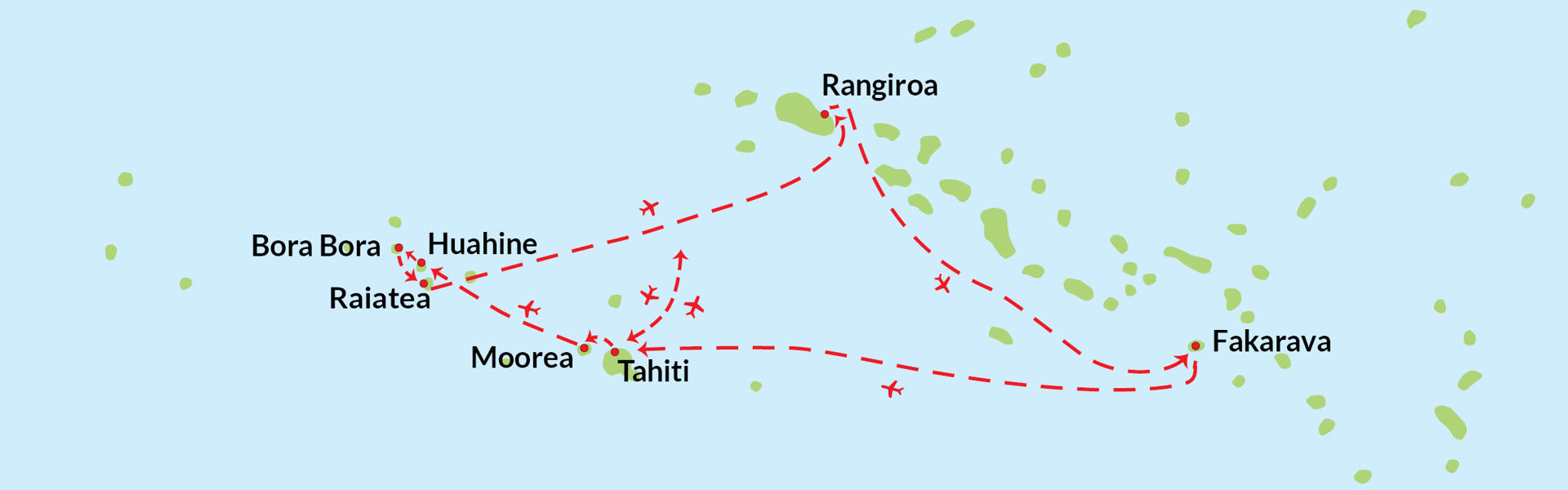 Øyhopping i Fransk Polynesia - Reiserute