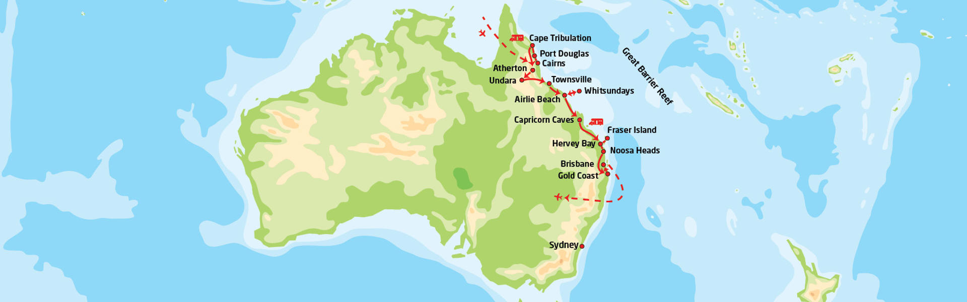Queensland i bobil | Reiserute