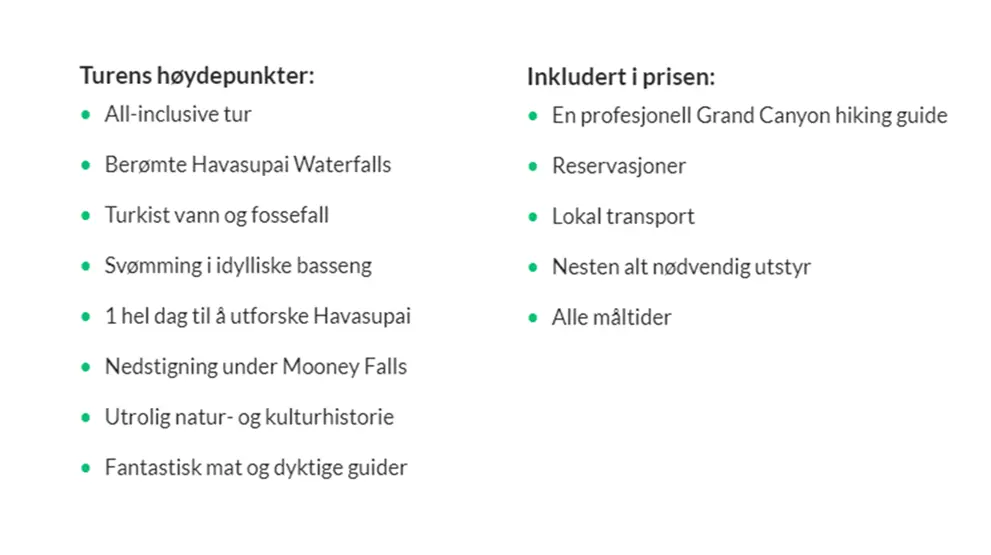 Utflukt til Havasu Falls