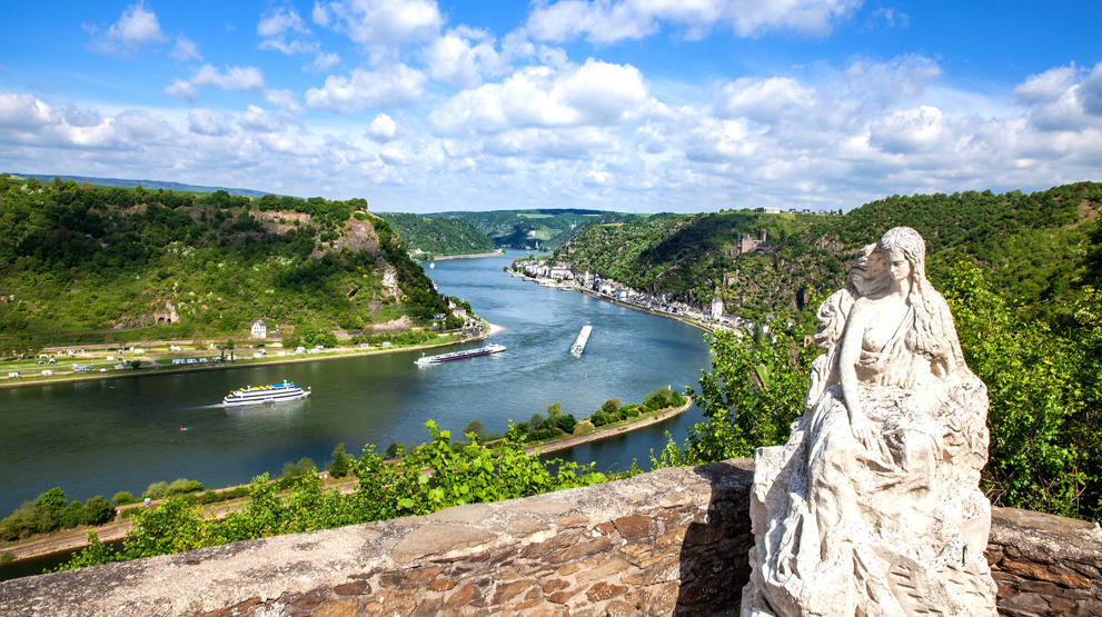 Rhinen og den berømte Lorelei klippe