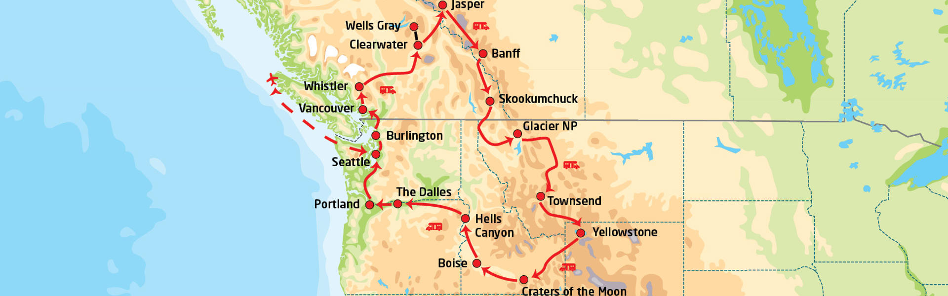 Rocky Mountains i bobil | Reiserute