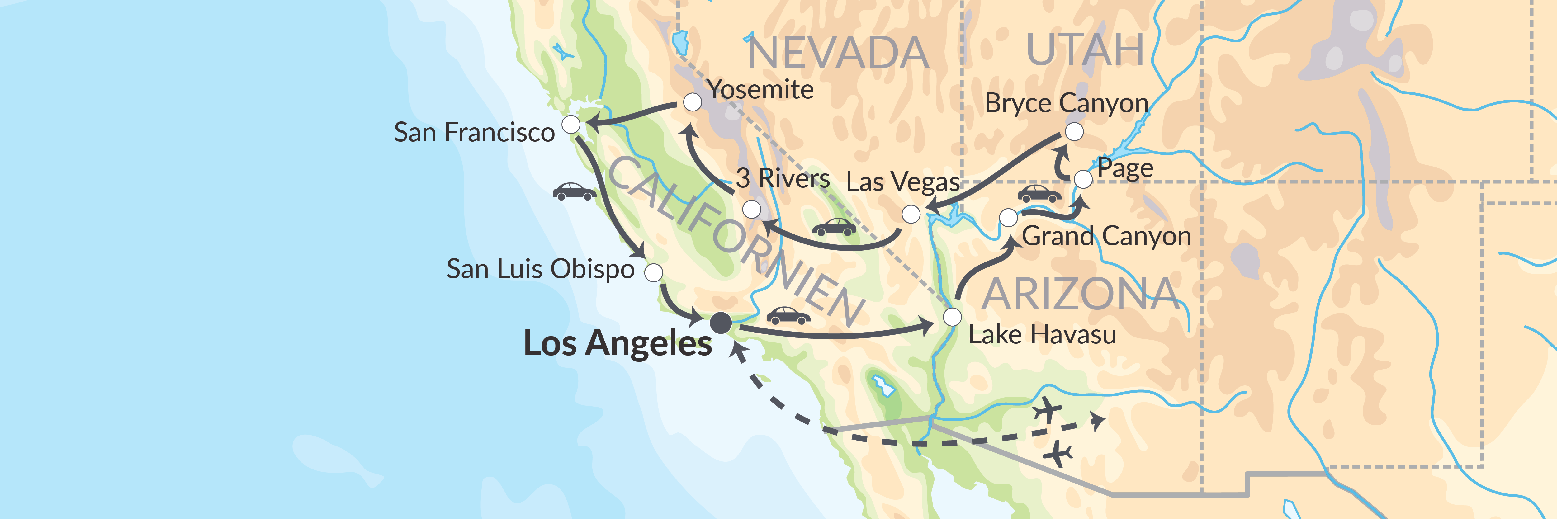 5288 Vest USA Med Californien & Grand Canyon