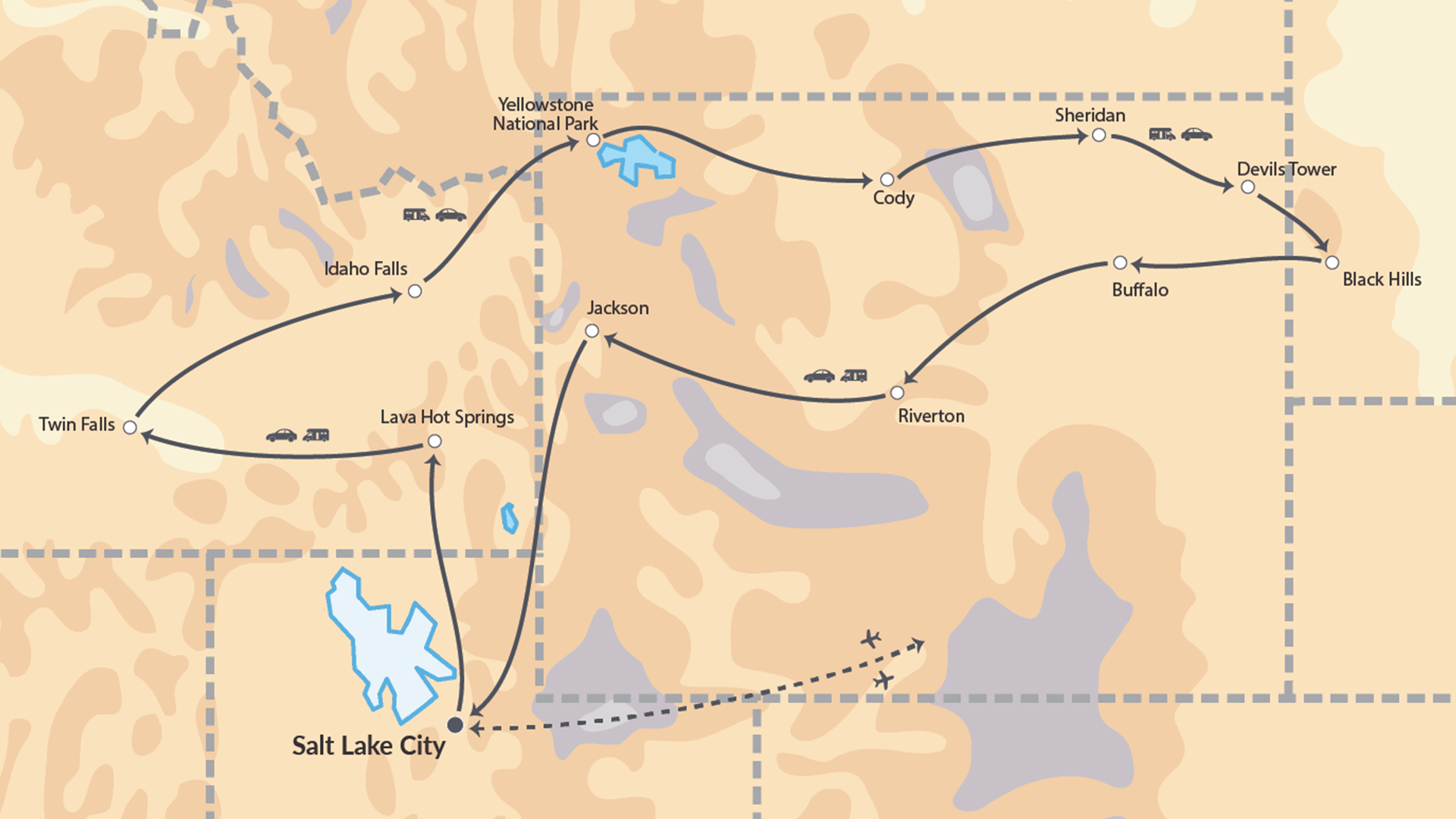 Prøv en roadtrip gjennom USA's prærie og fjellandskap