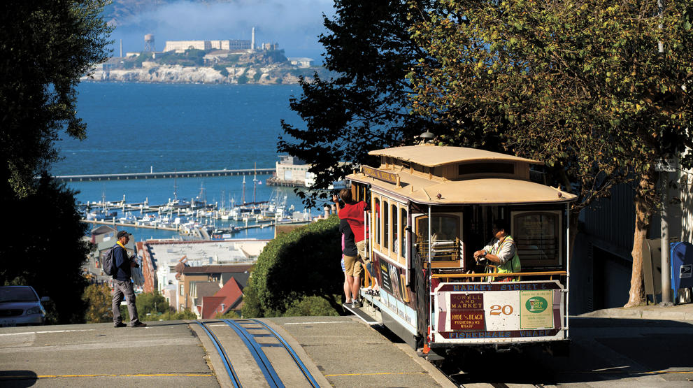 En av byens ikoniske kabelvogner - Reiser til San Francisco