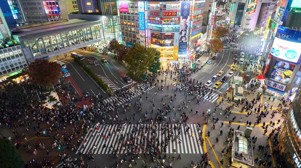 Kryss verdens travleste lyskryss på reisen til Tokyo: Shibuya Crossing