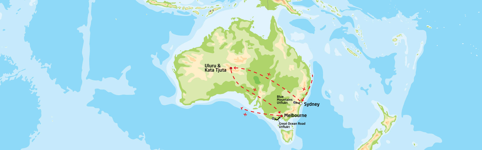 Storby og natur i Australia | Reiserute