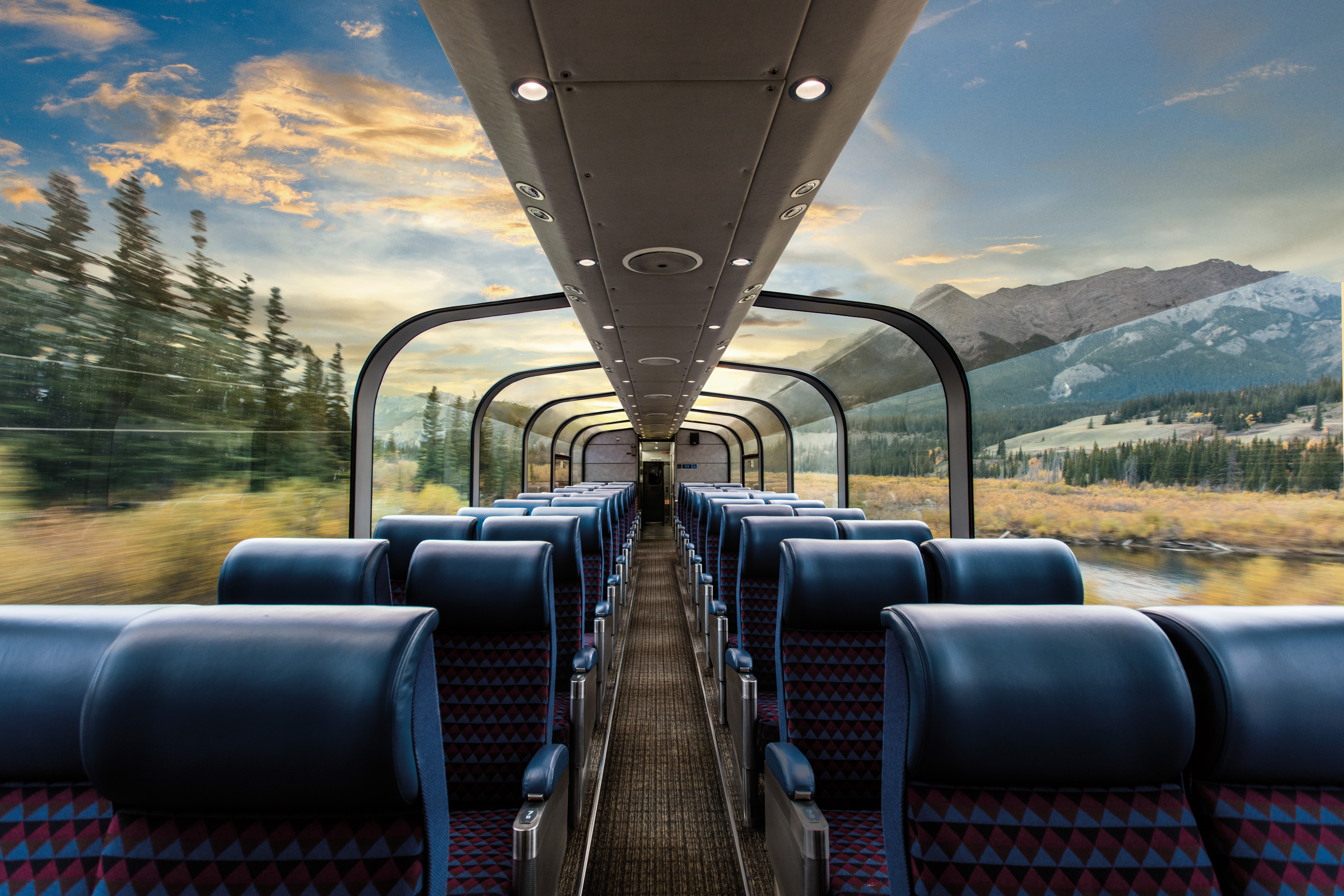 Panoramautsikt fra "The dome" om bord på the Canadian. Foto: VIA Rail