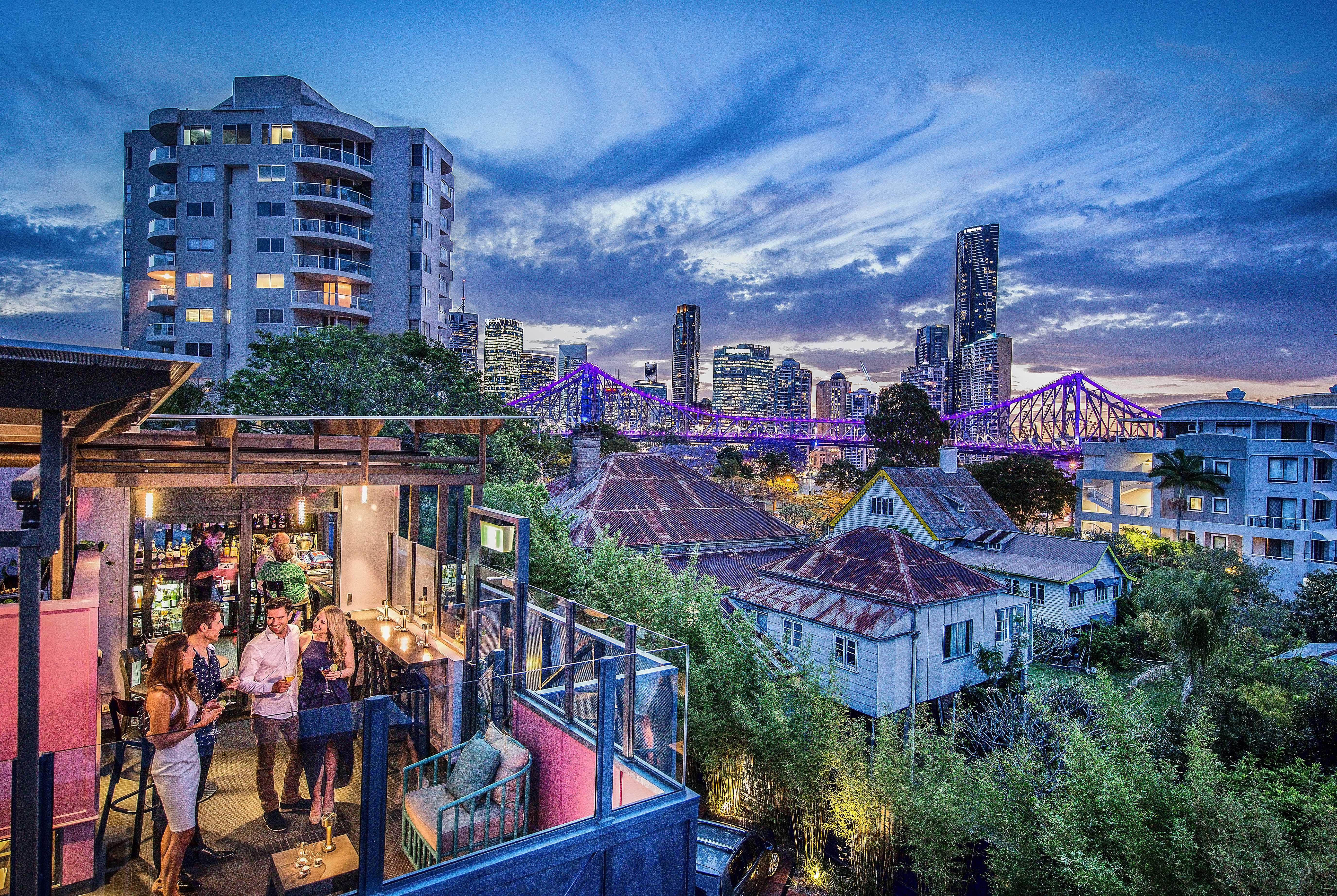 Fra takterrasen har du utsikt Story Bridge og byens skyline - Hoteller i Brisbane
