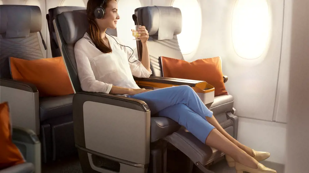 God plass på Premium Economy på Singapore Airlines