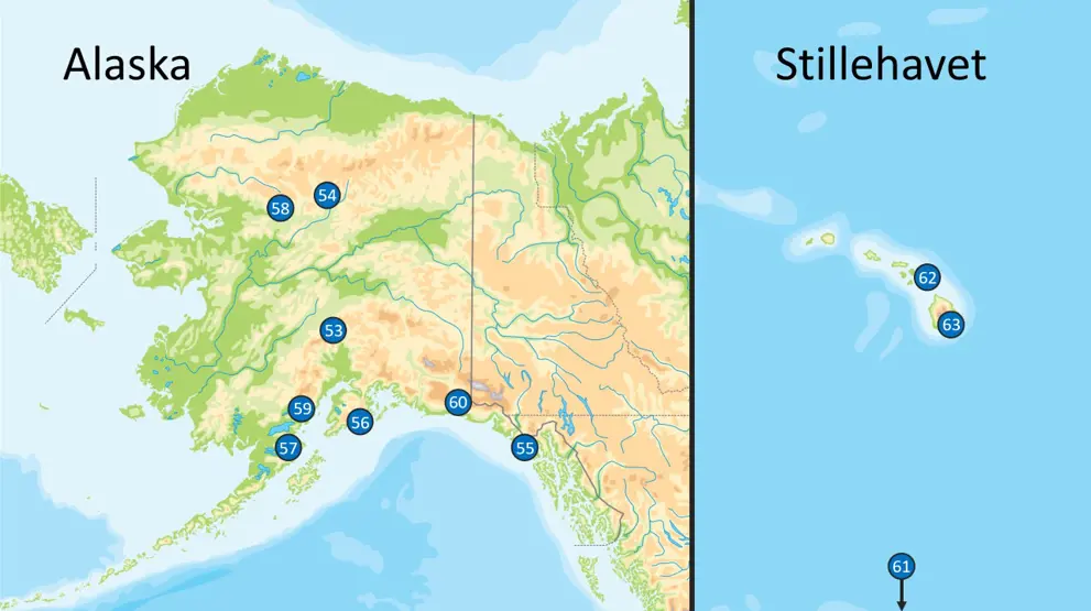 11 af USAs nasjonalparker er i Alaska og Stillehavet