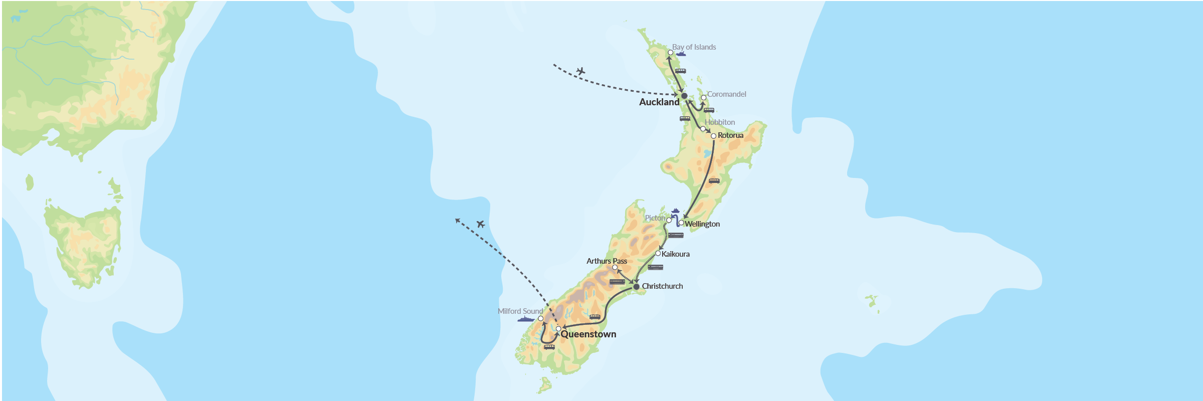 14359 Rundrejse I New Zealand Med Tog, Bus Og Skib (1)