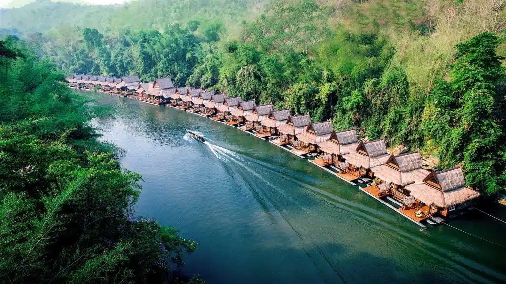 Overnatt på et flytende hotell på vakre River Kwai
