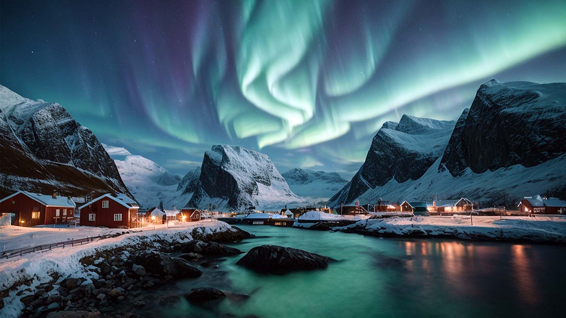 Det magiske nordlyset over Lofoten i Norge