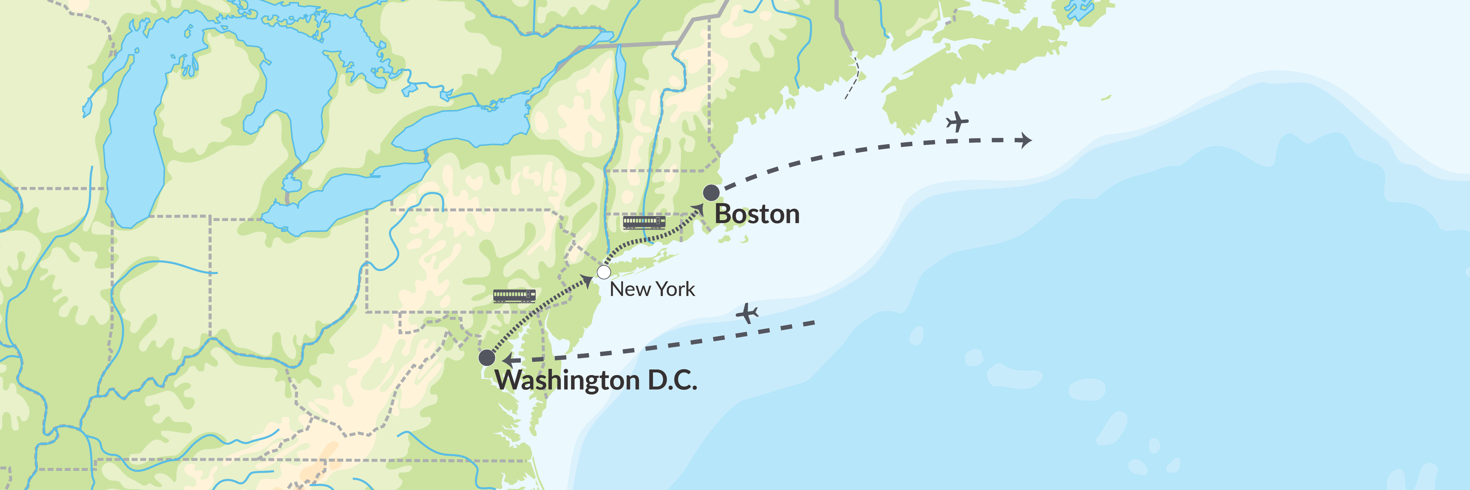 6868 Storbyerne På USA's Østkyst I Tog