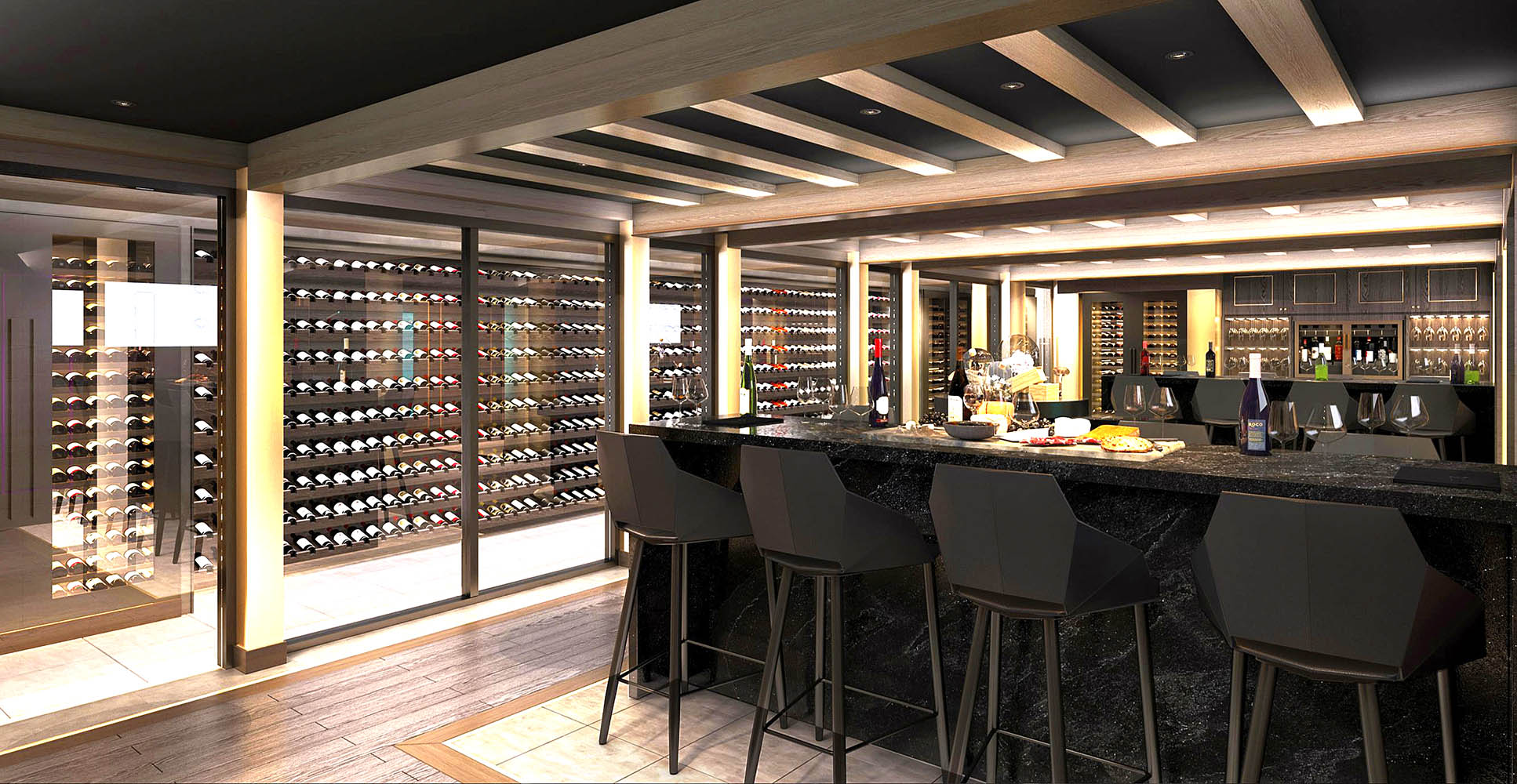 The Wine Cave Bar er en eksklusiv vinbar og et stilfullt vinrom med et imponerende utvalg av viner fra hele verden