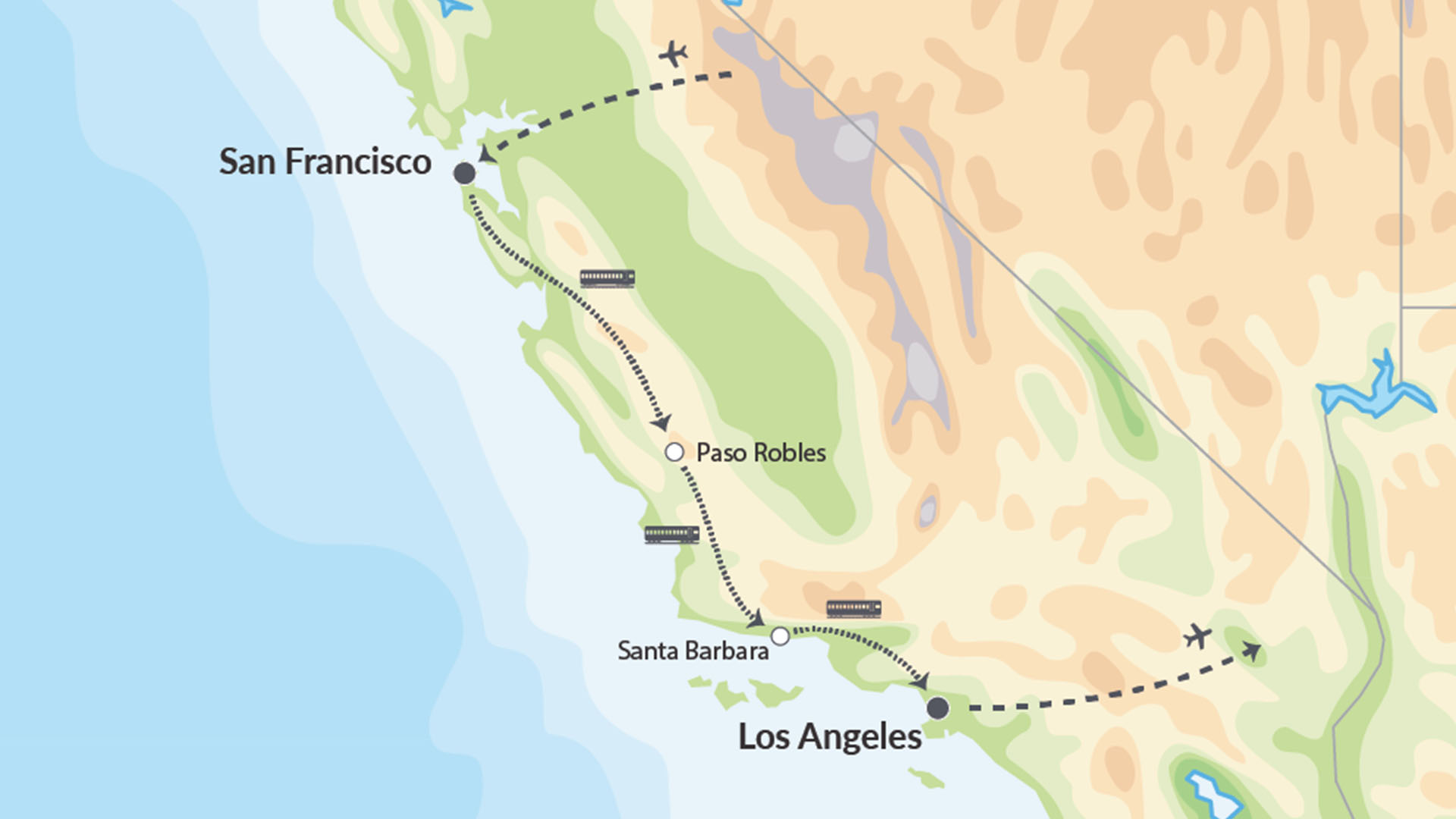 Med tog langs Stillehavskysten