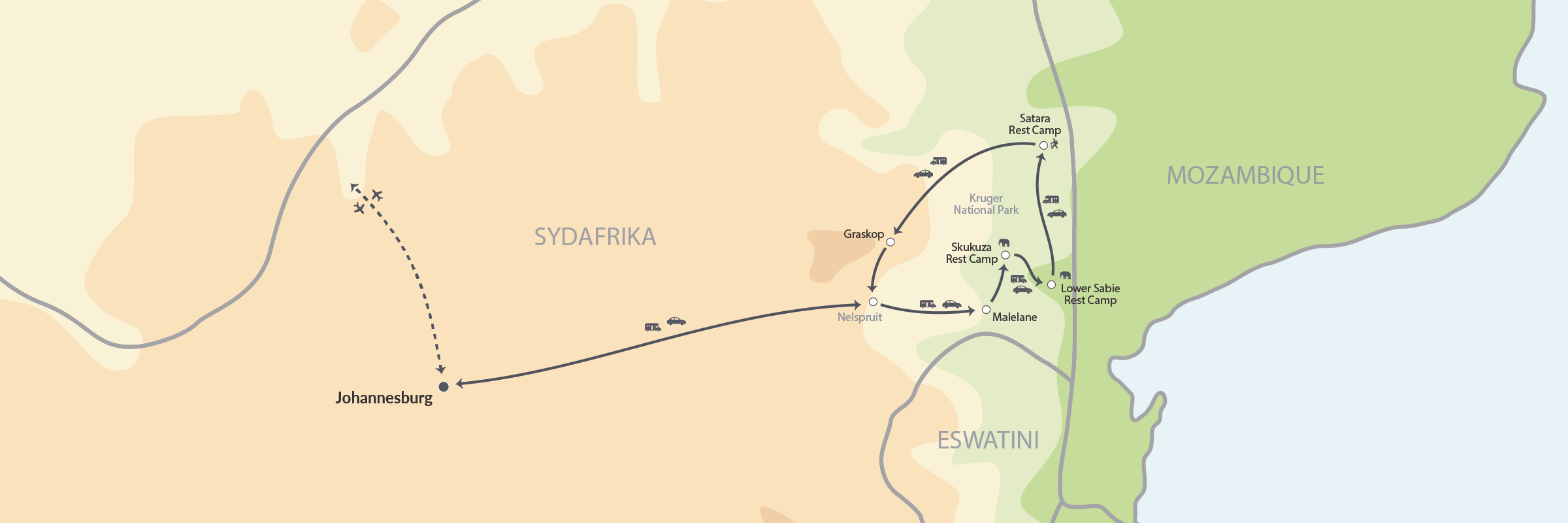 111556 Kør Selv Safari I Kruger National Park Map Map (1)