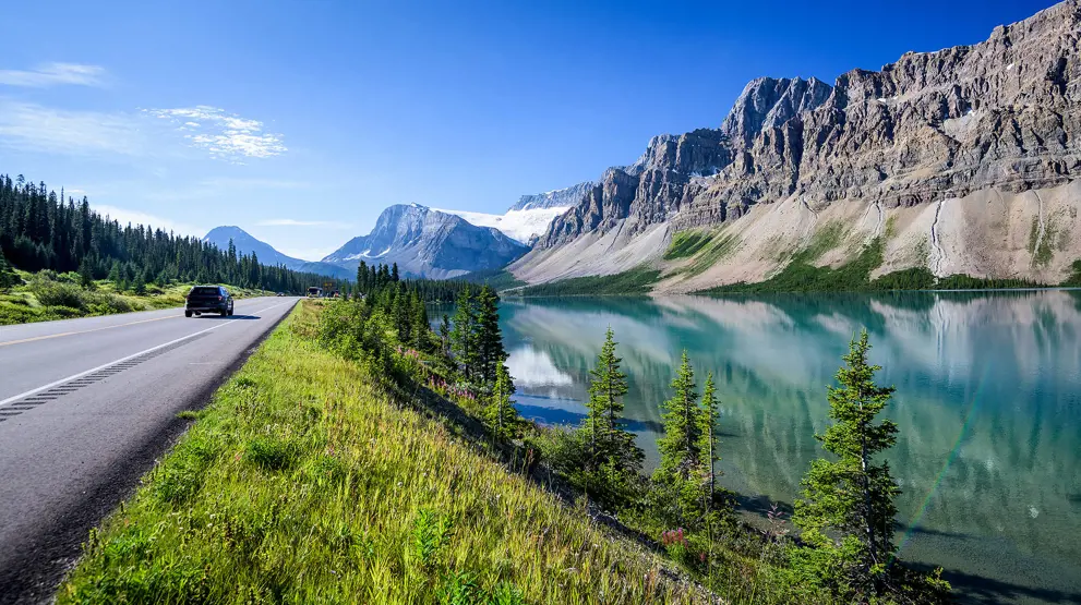 Bow Lake ved Icefields Parkway, Banff National Park, Alberta, Canada