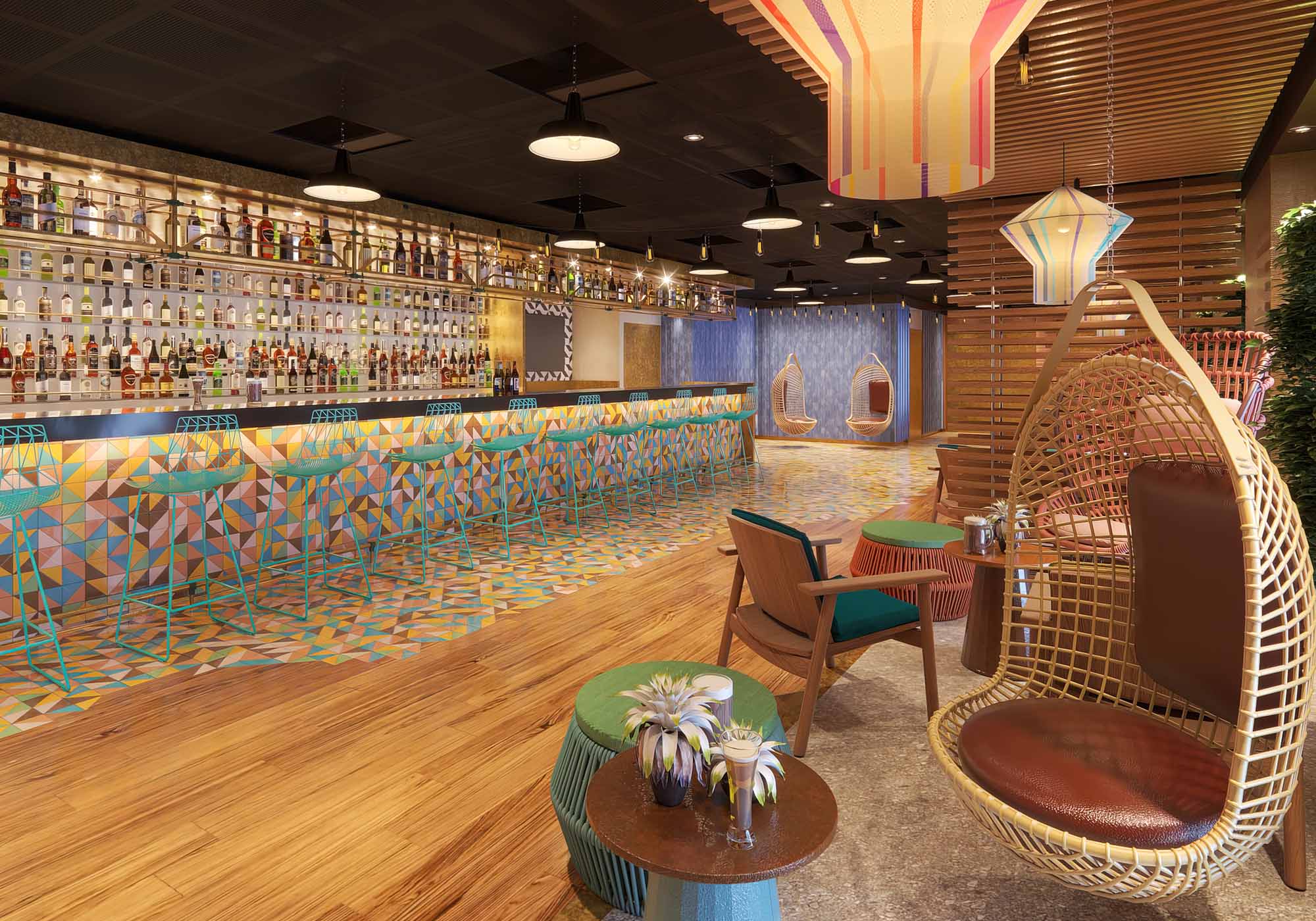 The Local Bar spiseområde ombord på Norwegian Prima