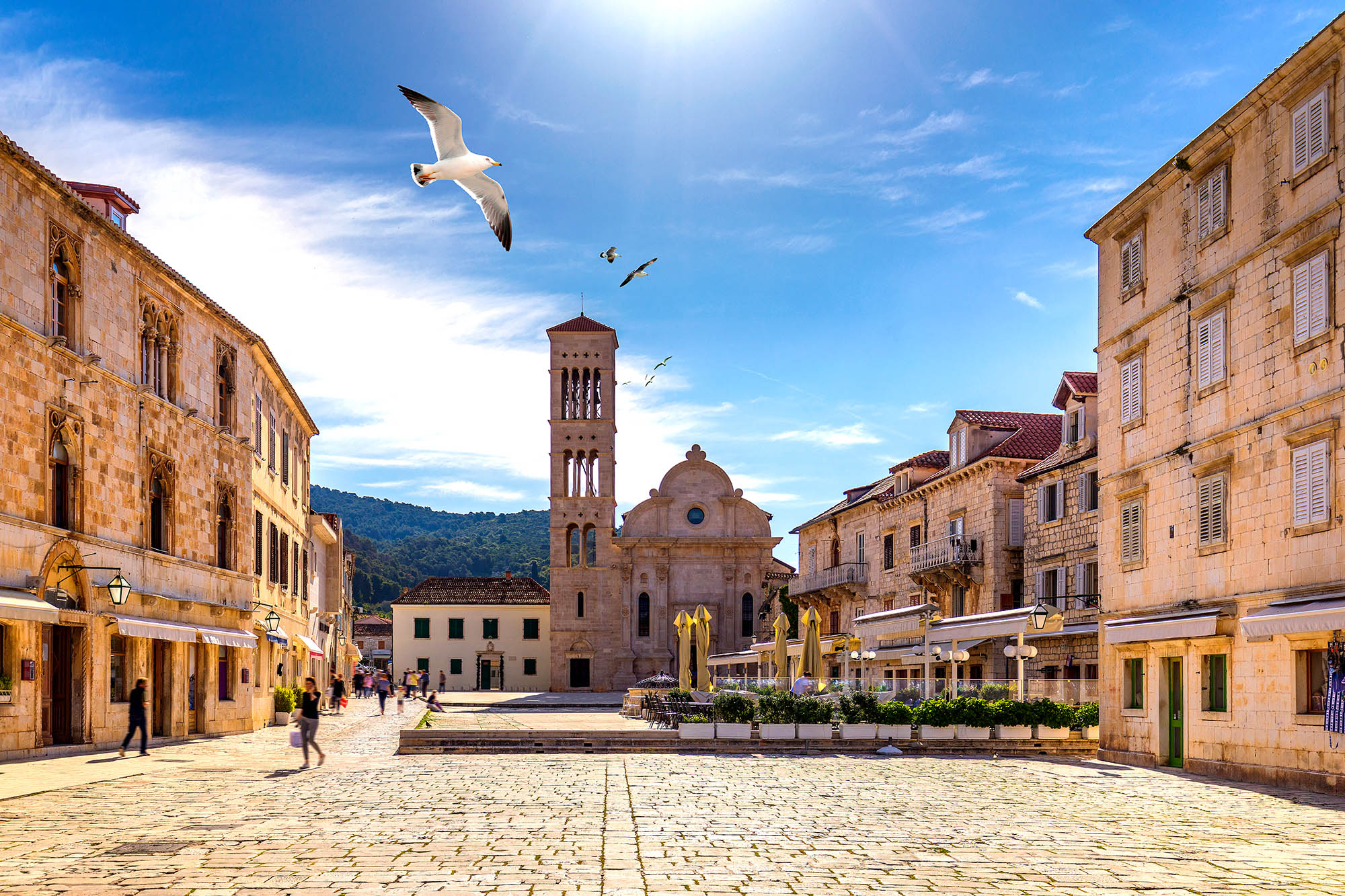 Besøk historiske severdigheter og elegante fasader midt i byen Hvar