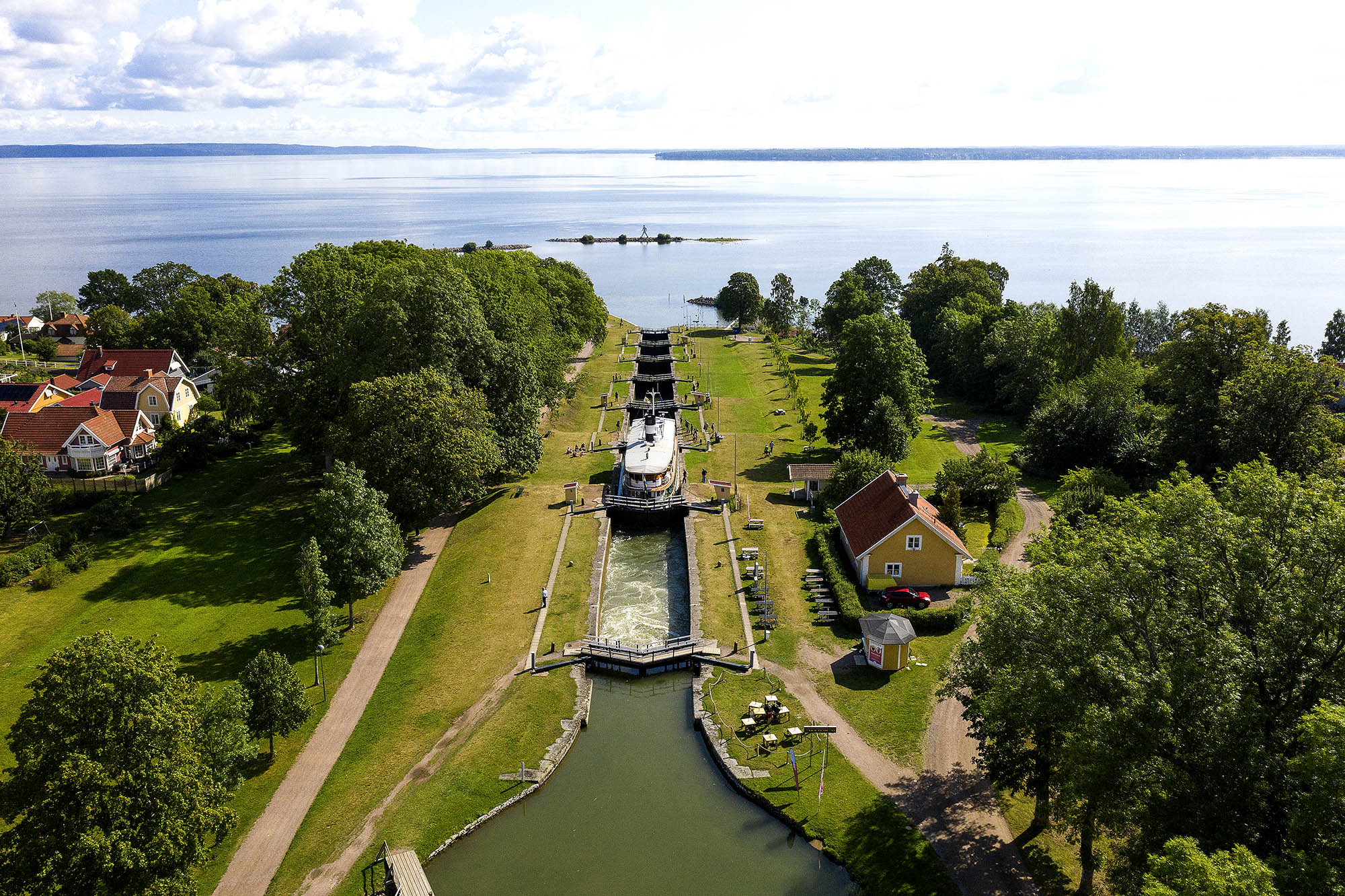 På vei gjennom en slusetrapp