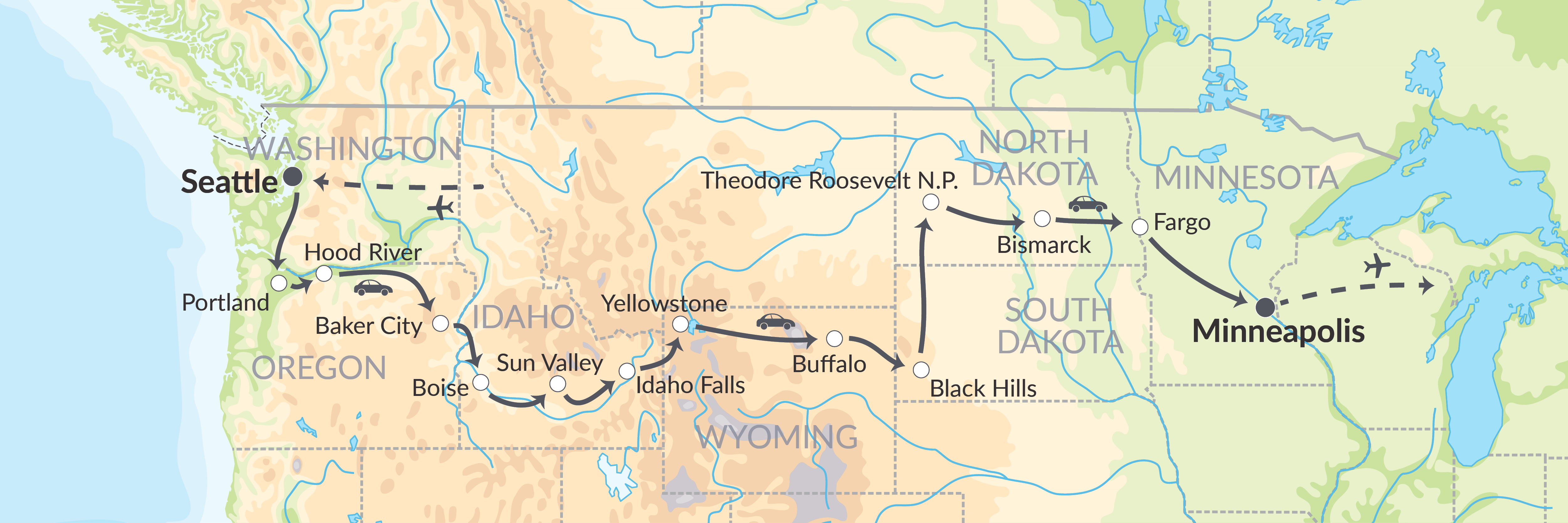 91717 På Tværs Af Great America Fra Seattle Til Minneapolis