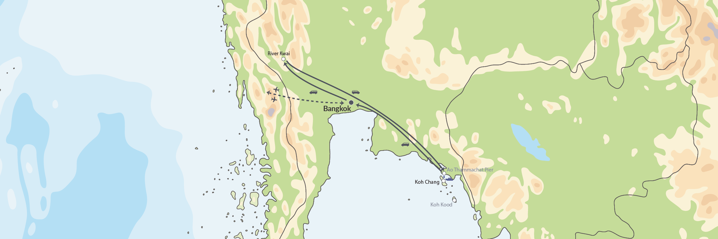 River Kwai Og Tropisk Øhop I Thailand Map