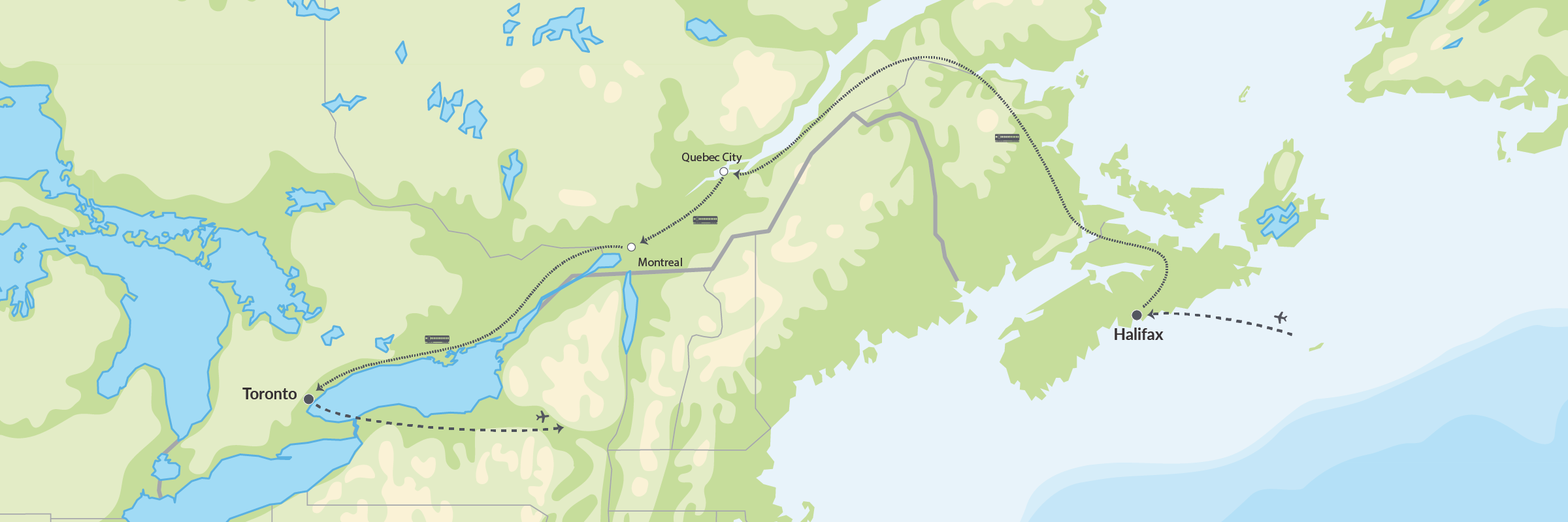 111152 Tog Halifax Quebec City Montreal Toronto Niagara Falls Map