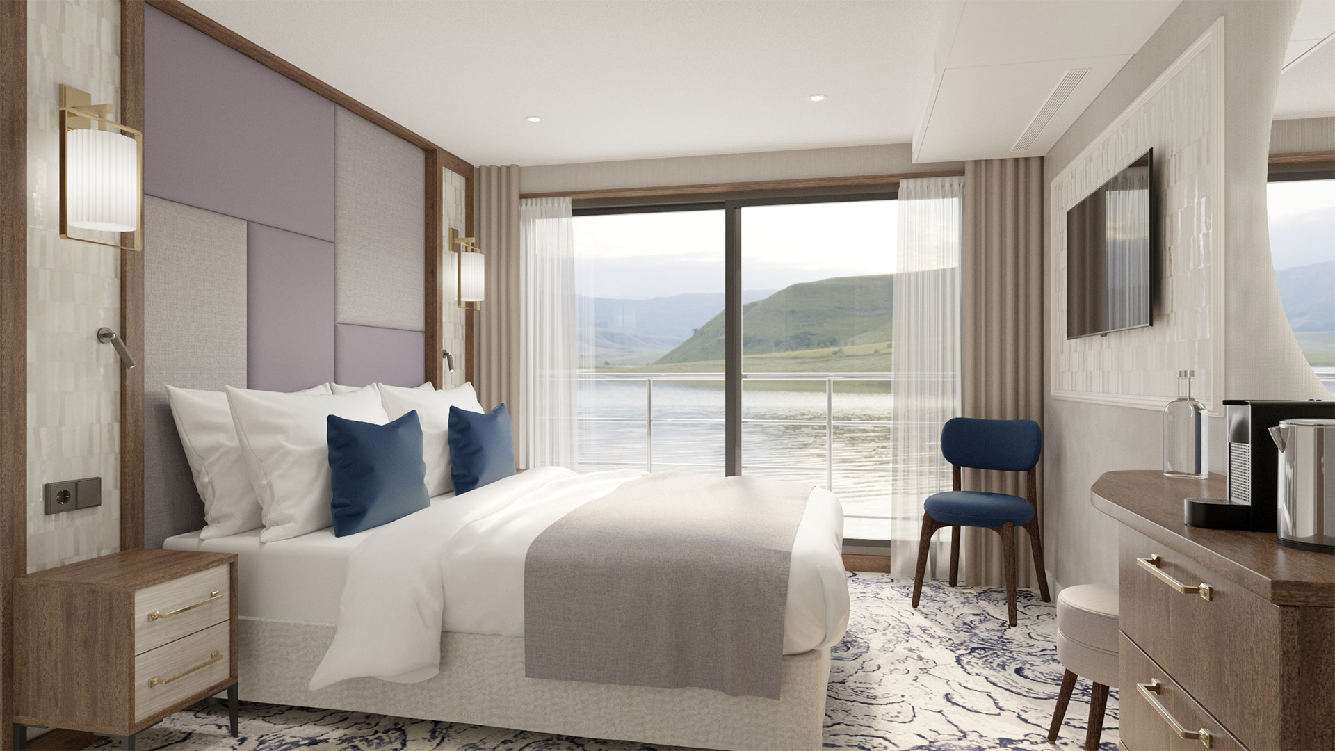 Eksempel på en lugar om bord på VIVA Beyond med fransk balkong