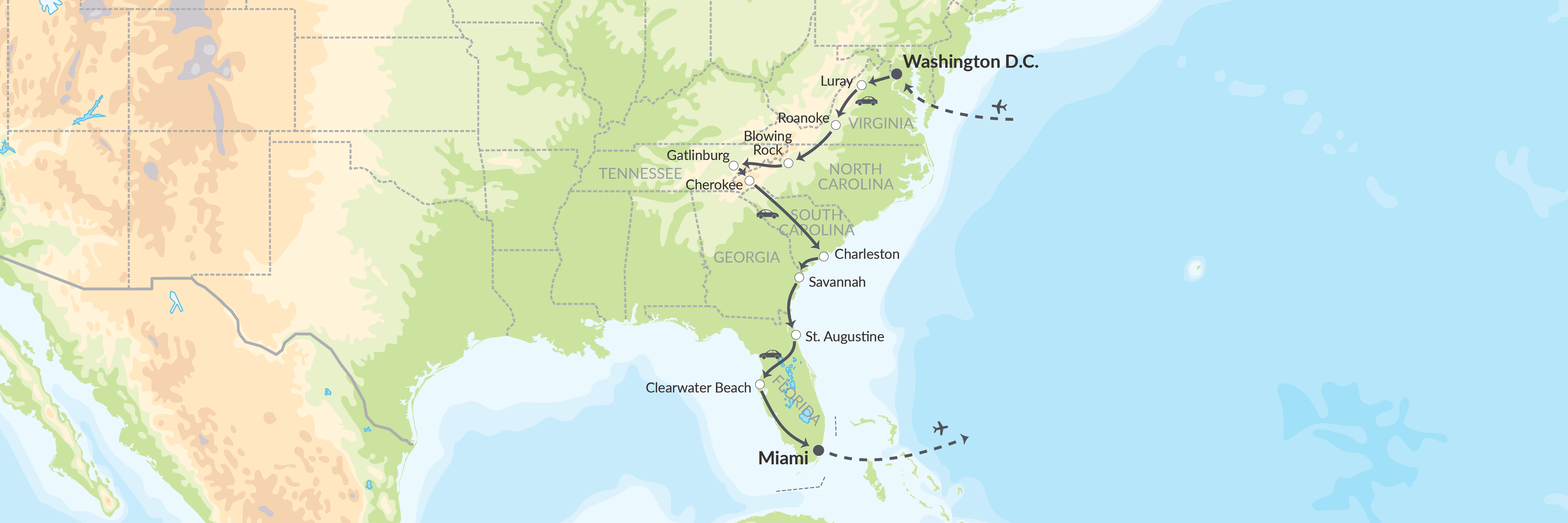 89572 USA's Østkyst Fra Washington Til Miami