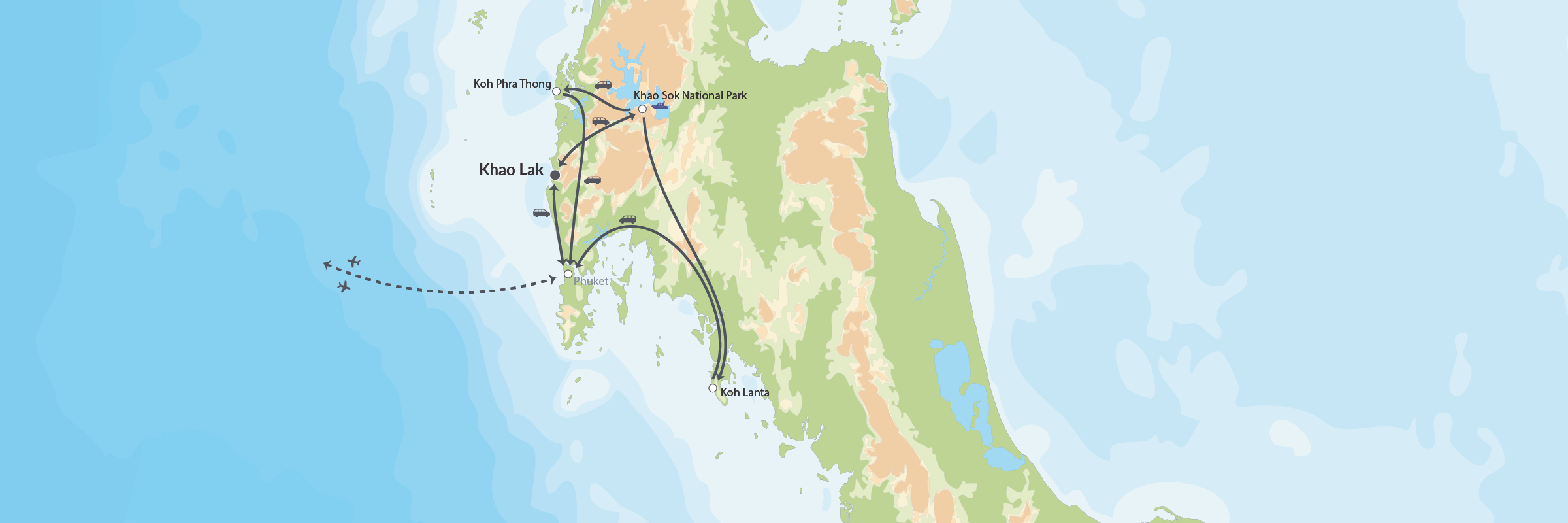 Naturoplevelser I Khao Sok Og Tropisk Badeferie Map