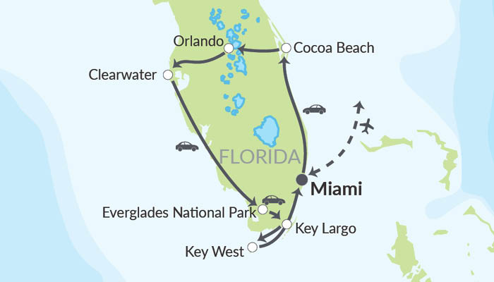 Florida-ruten med bobil i USA