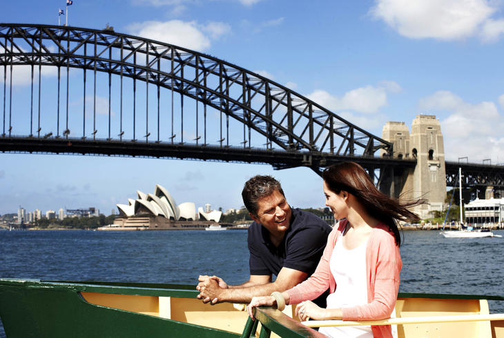Operahuset og Harbour Bridge i Sydney, Australia